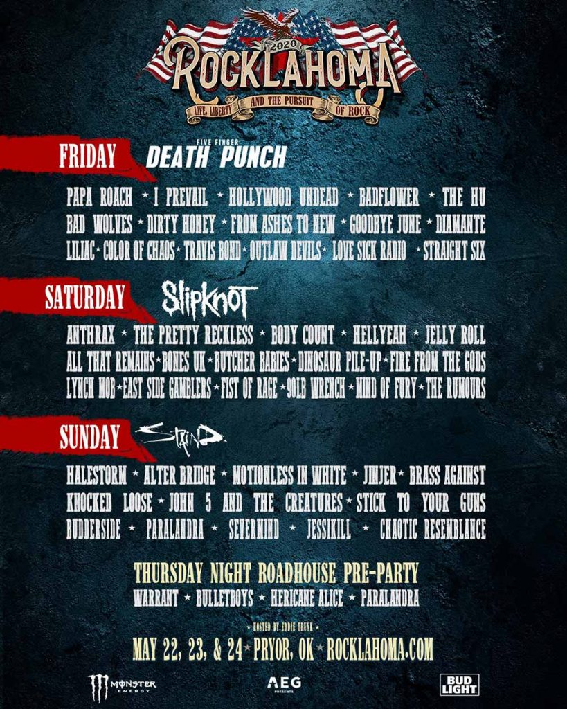 Rocklahoma 2020 announce daily lineups, add bands NextMosh