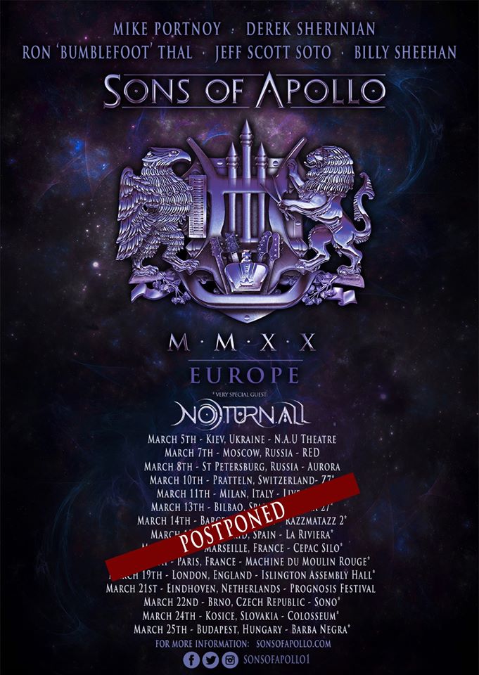 Sons of Apollo stop current European tour due to Coronavirus NextMosh