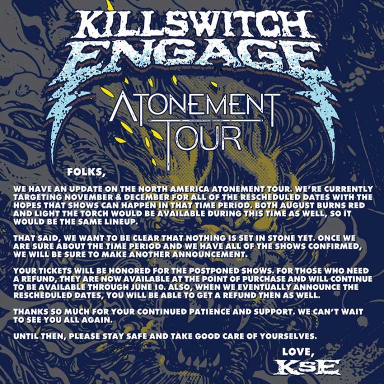 Killswitch Engage offer update on ‘North America Atonement Tour’ NextMosh