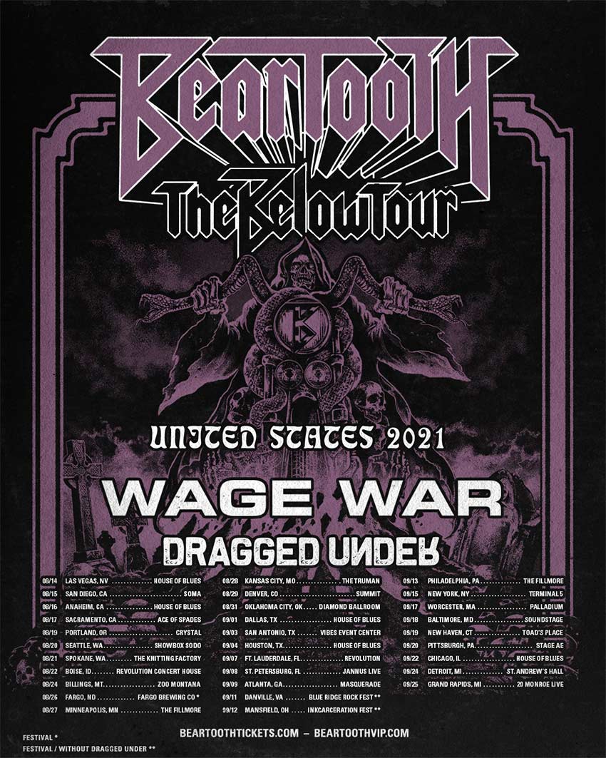 Beartooth, Wage War & Dragged Under US tour announced NextMosh