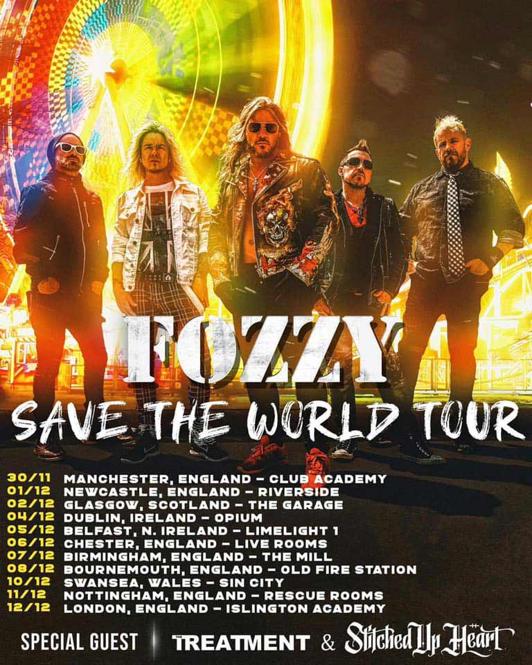 Fozzy announce UK tour w Stitched Up Heart & Treatment NextMosh