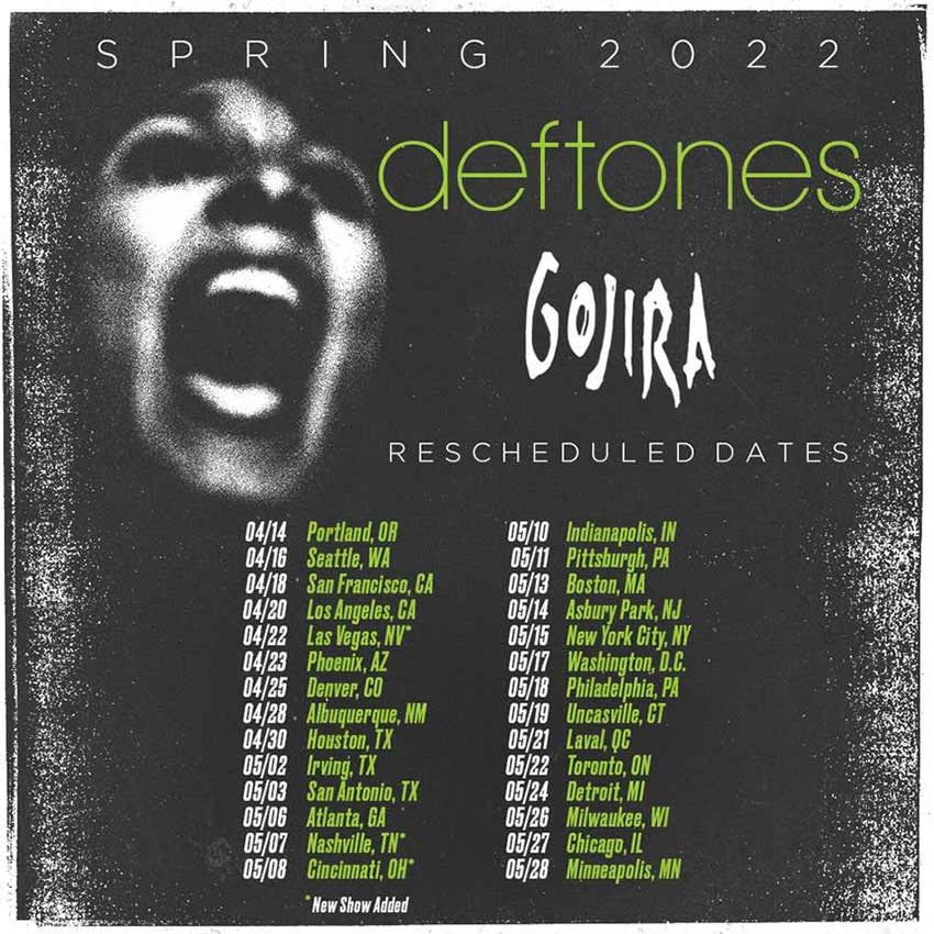Deftones + Gojira reschedule North American tour 2022 NextMosh