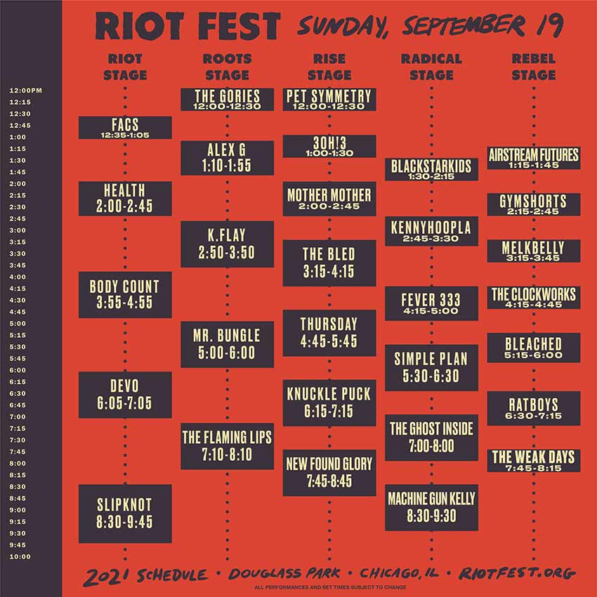 ‘Riot Fest’ 2021 set times revealed NextMosh