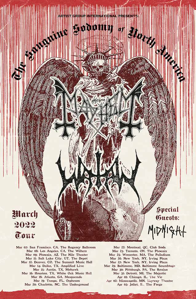 Mayhem Watain Midnight tour dates 2022