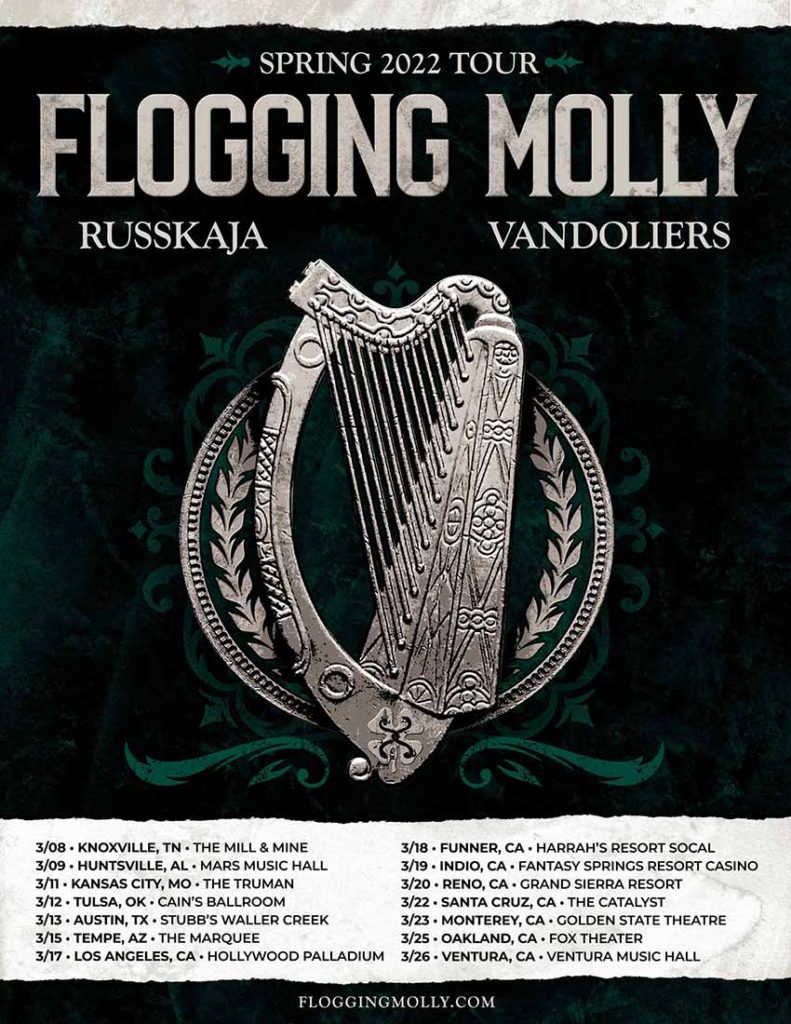 Flogging Molly St. Patrick’s Day 2022 spring tour NextMosh