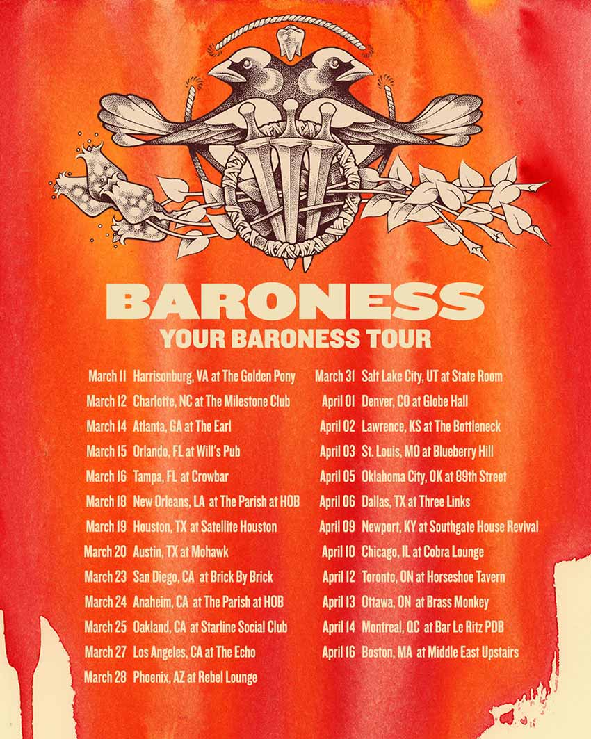 Baroness rescheduled USA tour dates 2022
