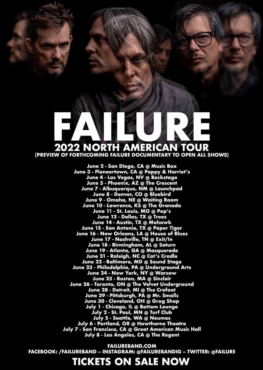 Failure North American tour dates for 2022