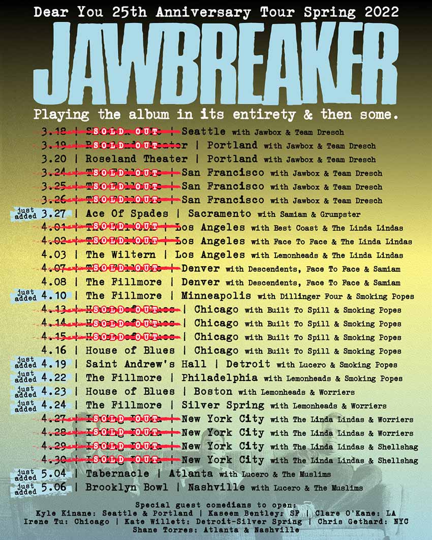 Jawbreaker updated tour dates