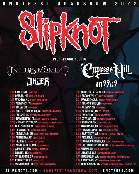 Slipknot Knotfest Roadshow 2022 tour dates