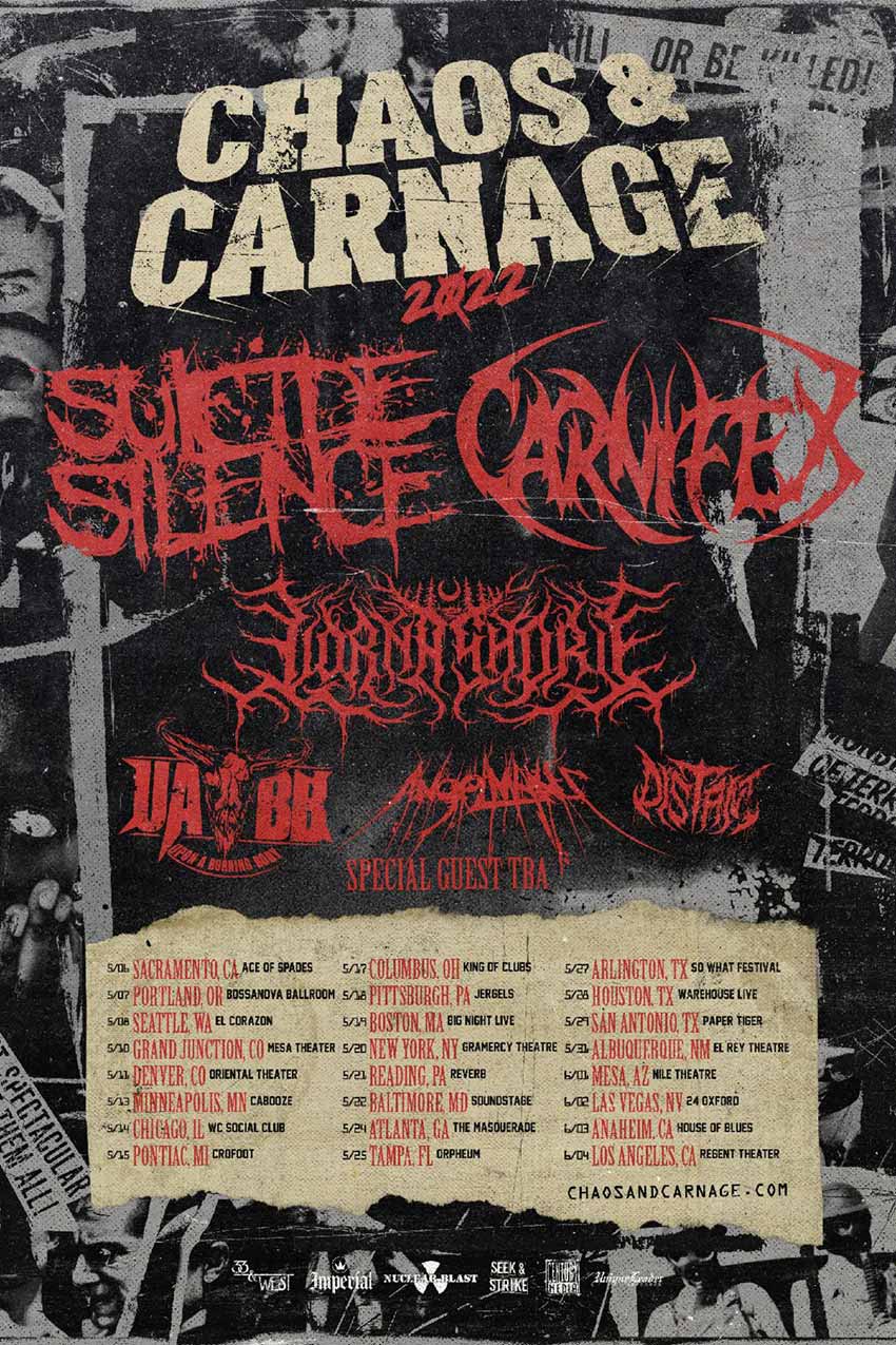 Suicide Silence Carnifex Chaos & Carnage tour