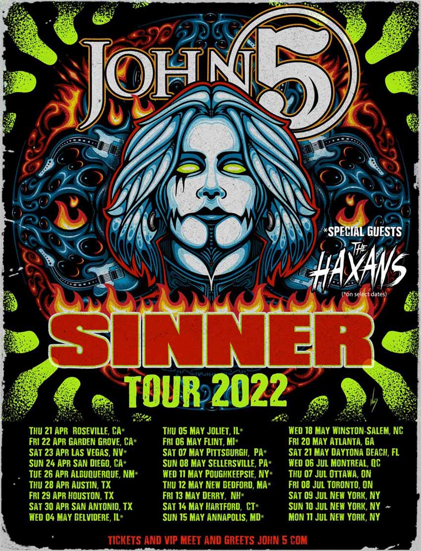 John 5 Sinner tour 2022 admat