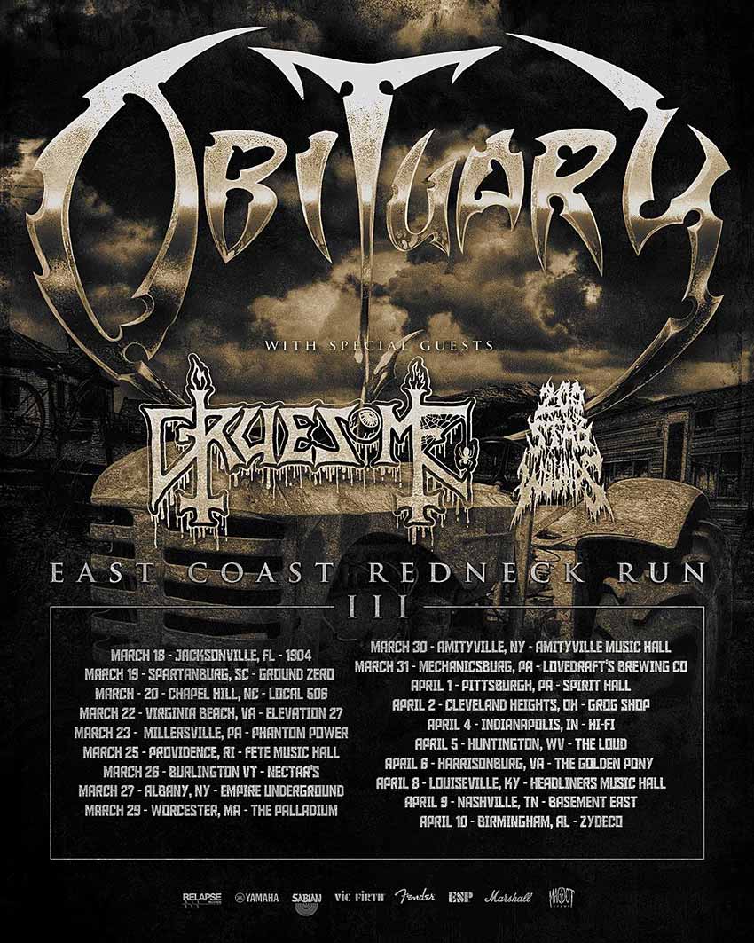 Obituary tour dates for 2022