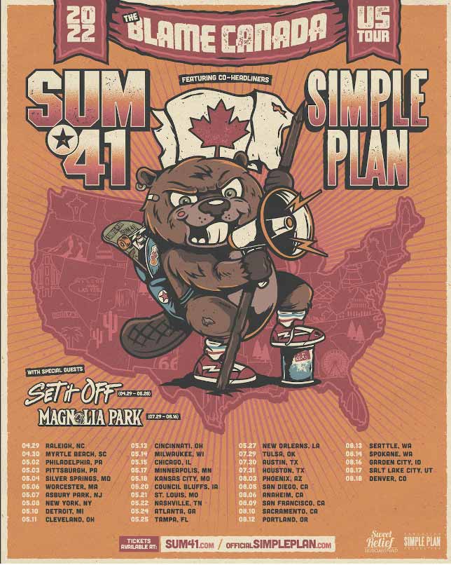 Sum 41 Simple Plan tour dates 2022