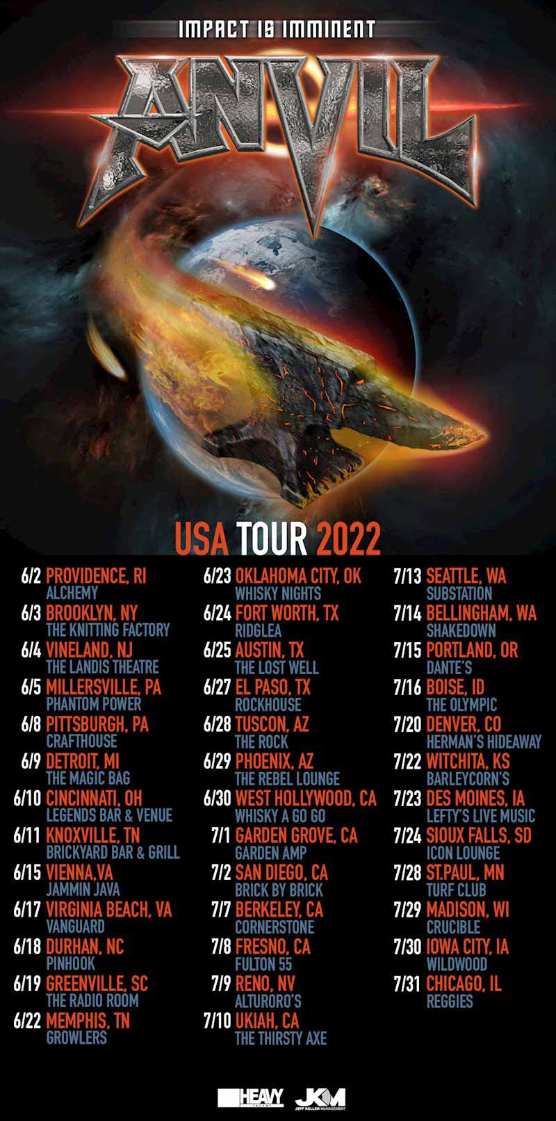 Anvil announce U.S. tour dates for June & July NextMosh