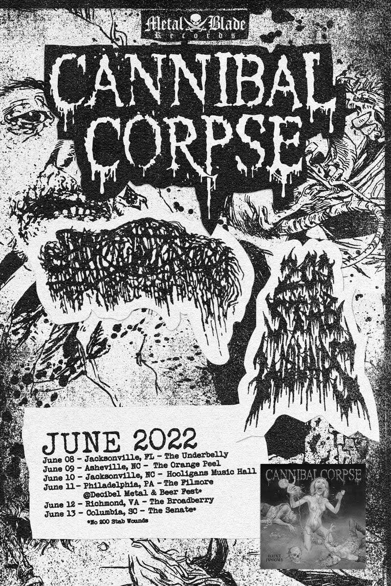 Cannibal Corpse tour dates 2022 June