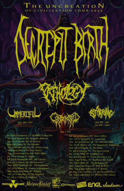 Decrepit Birth Pathology tour dates 2022