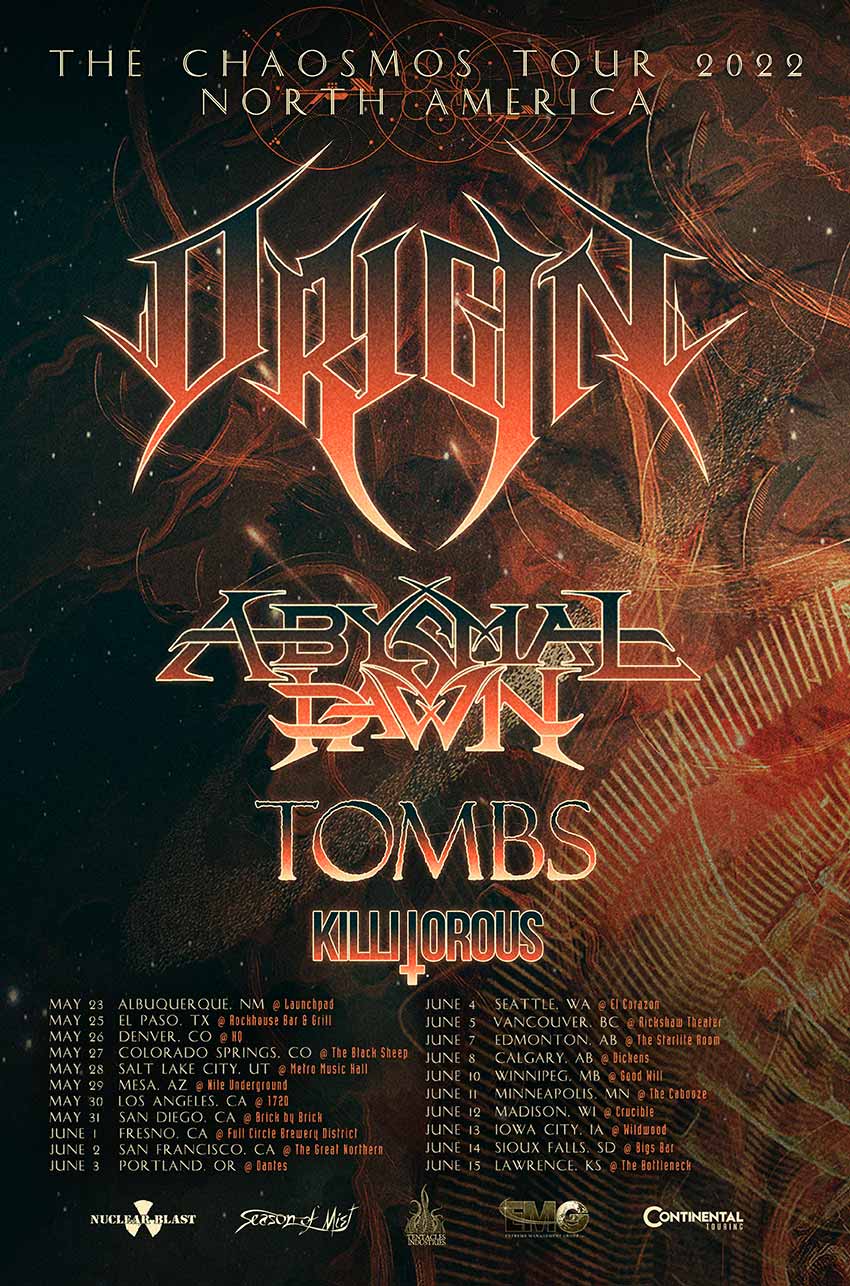 Origin Abysmal Dawn Tombs 2022 tour dates