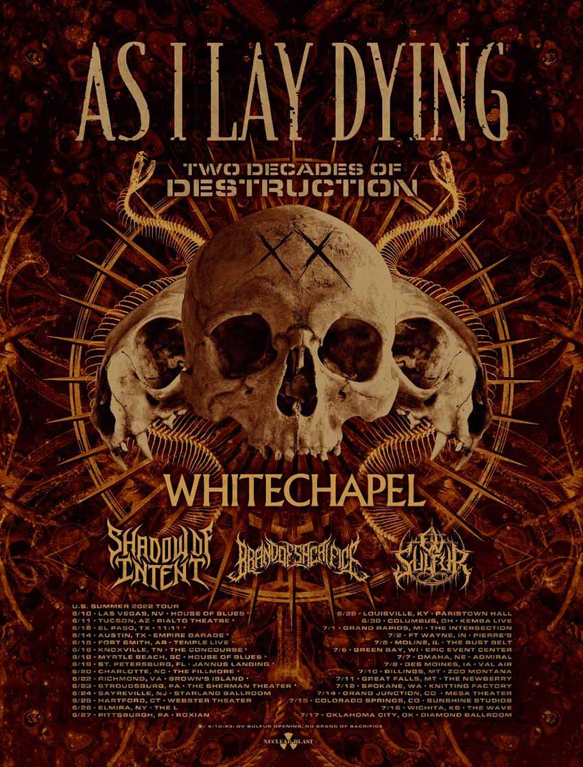 As I Lay Dying USA tour dates 2022