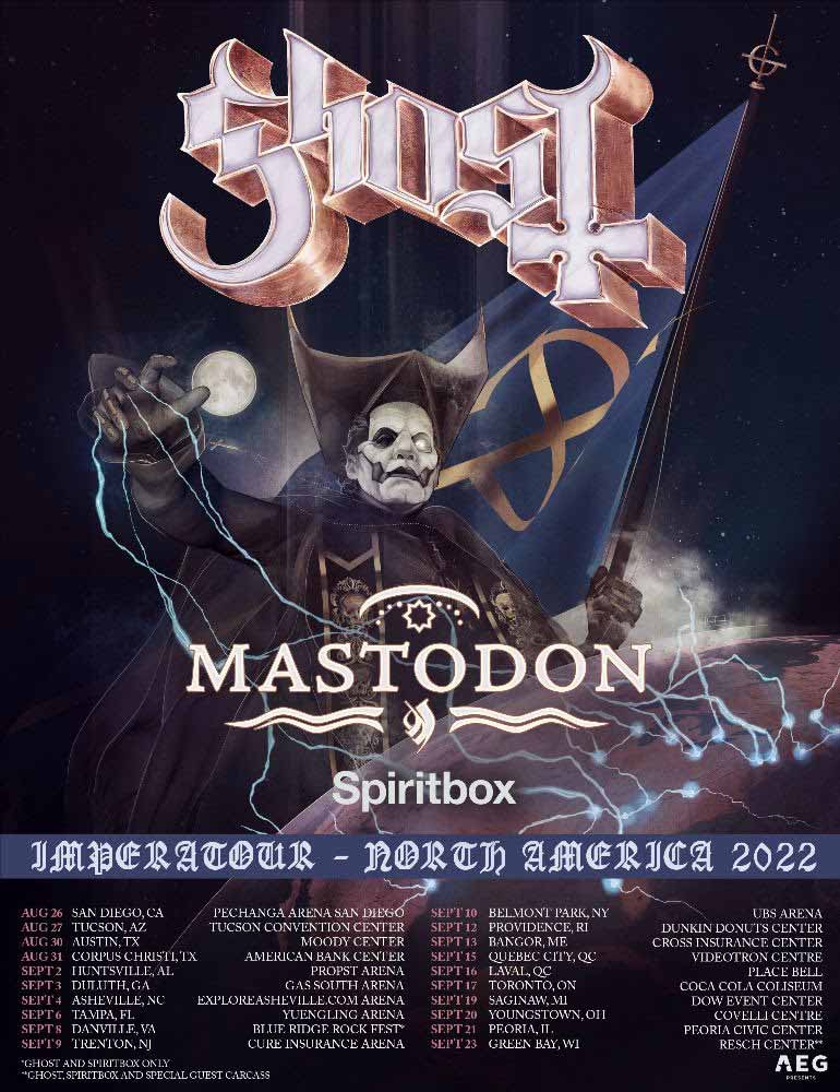 Ghost Mastodon Spiritbox tour dates 2022