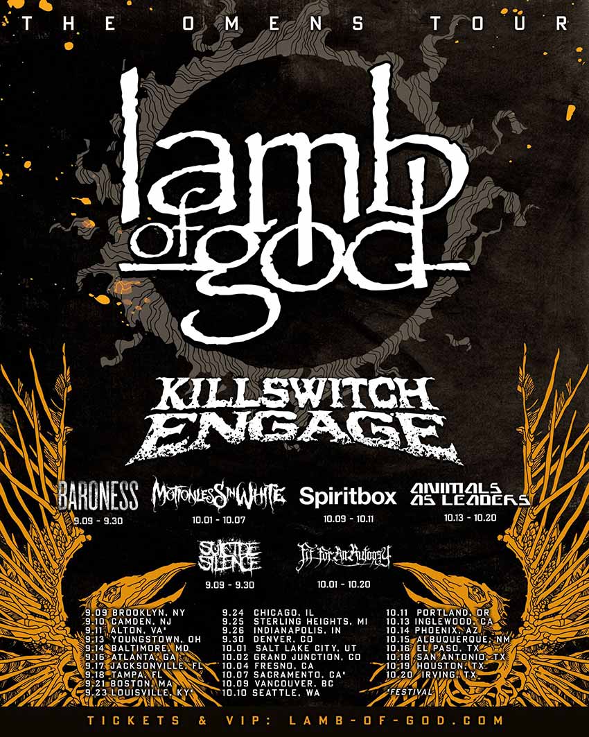 Lamb of God Killswitch Engage tour dates 2022