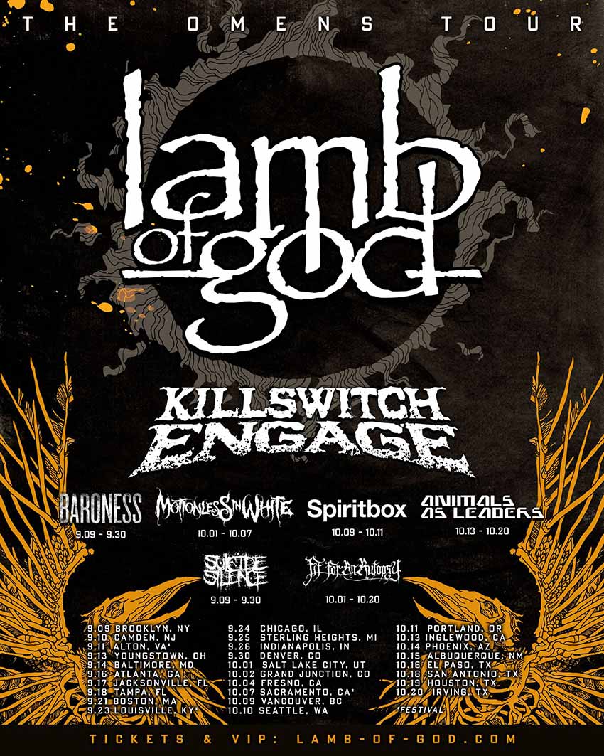 lamb of god tour set times