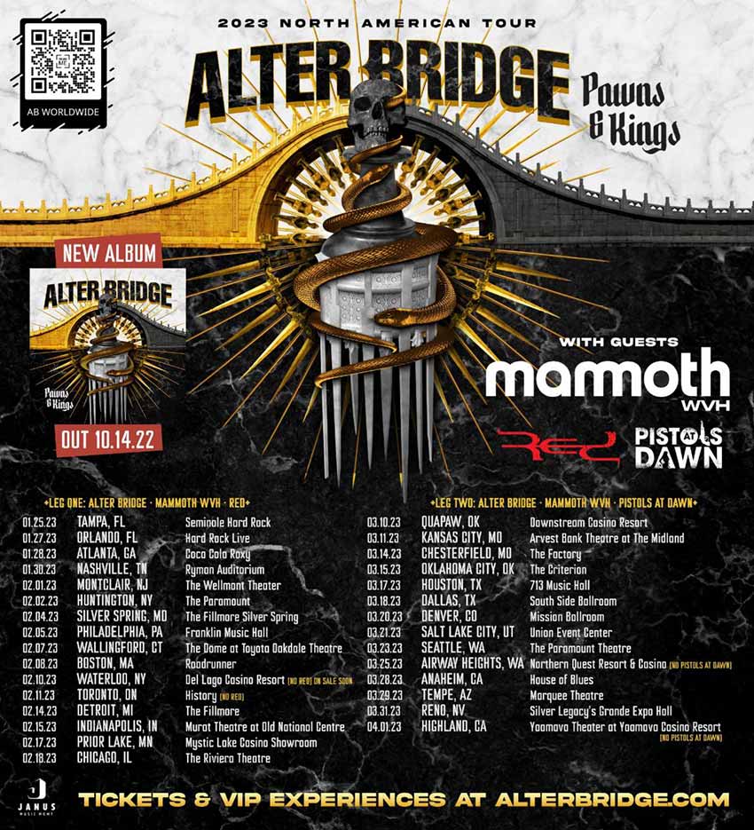 Alter Bridge Seattle Setlist – Paramount Theatre – Mar 23, 2023