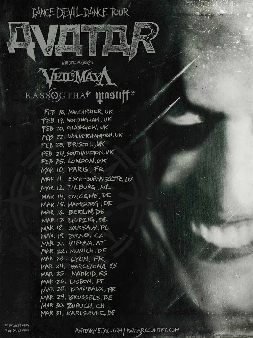 Avatar Veil of Maya UK European tour dates