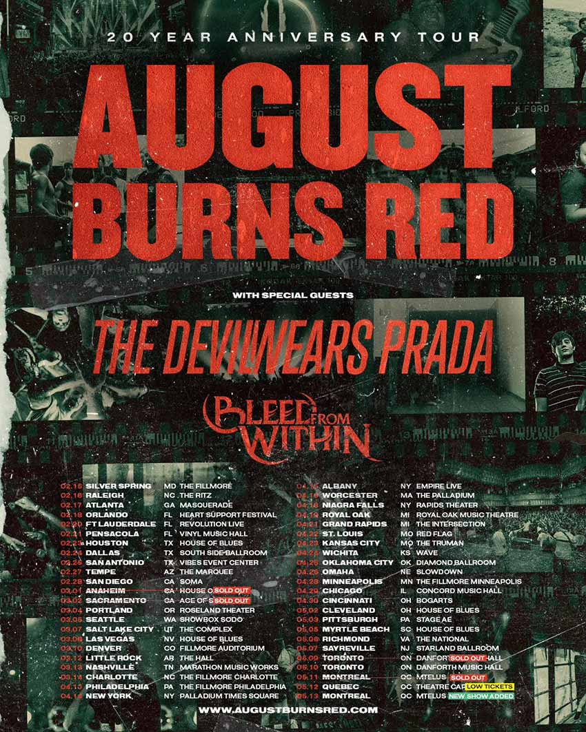 August Burns Red tour dates for 2023