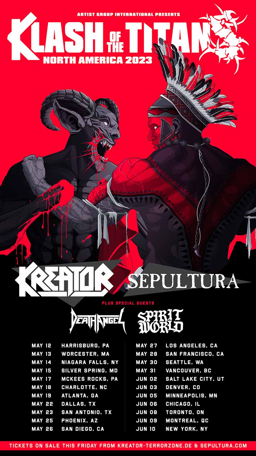 Kreator Sepultura tour dates 2023