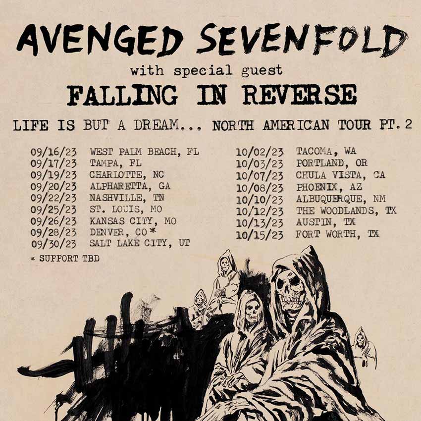New tour dates for Avenged Sevenfold