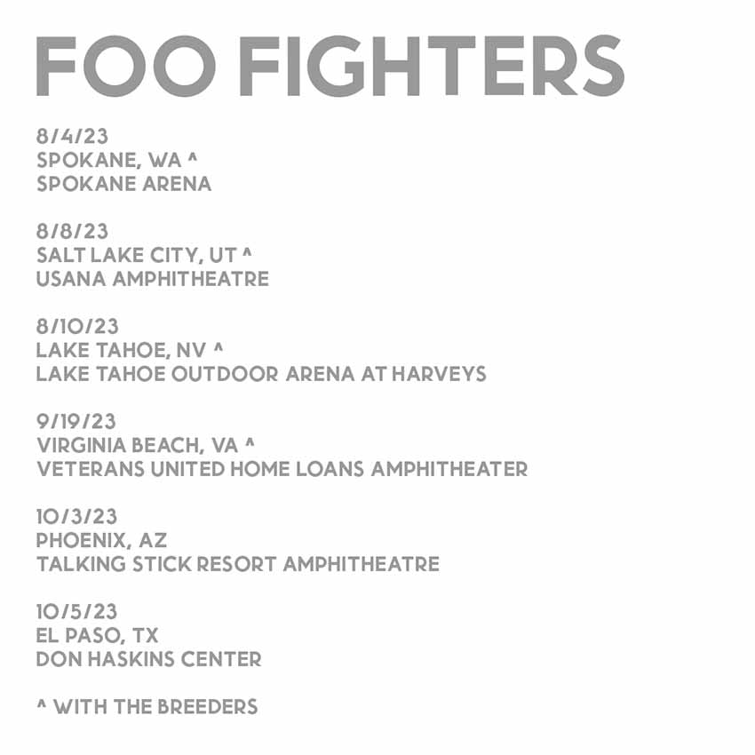Foo Fighters new tour dates 2023