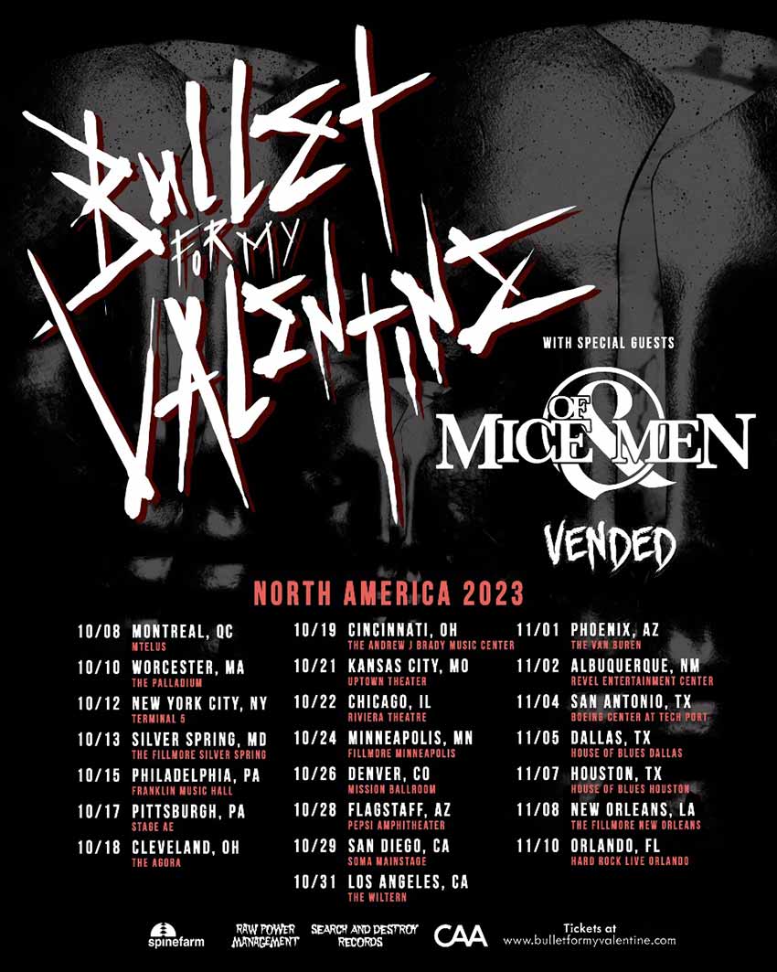 bullet for my valentine tour 2023 playlist