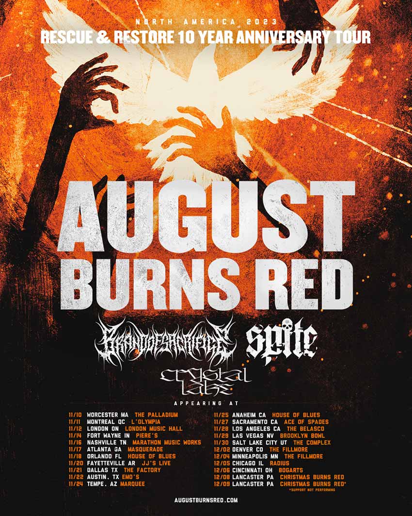 August Burns Red Rescue Restore anniversary tour dates