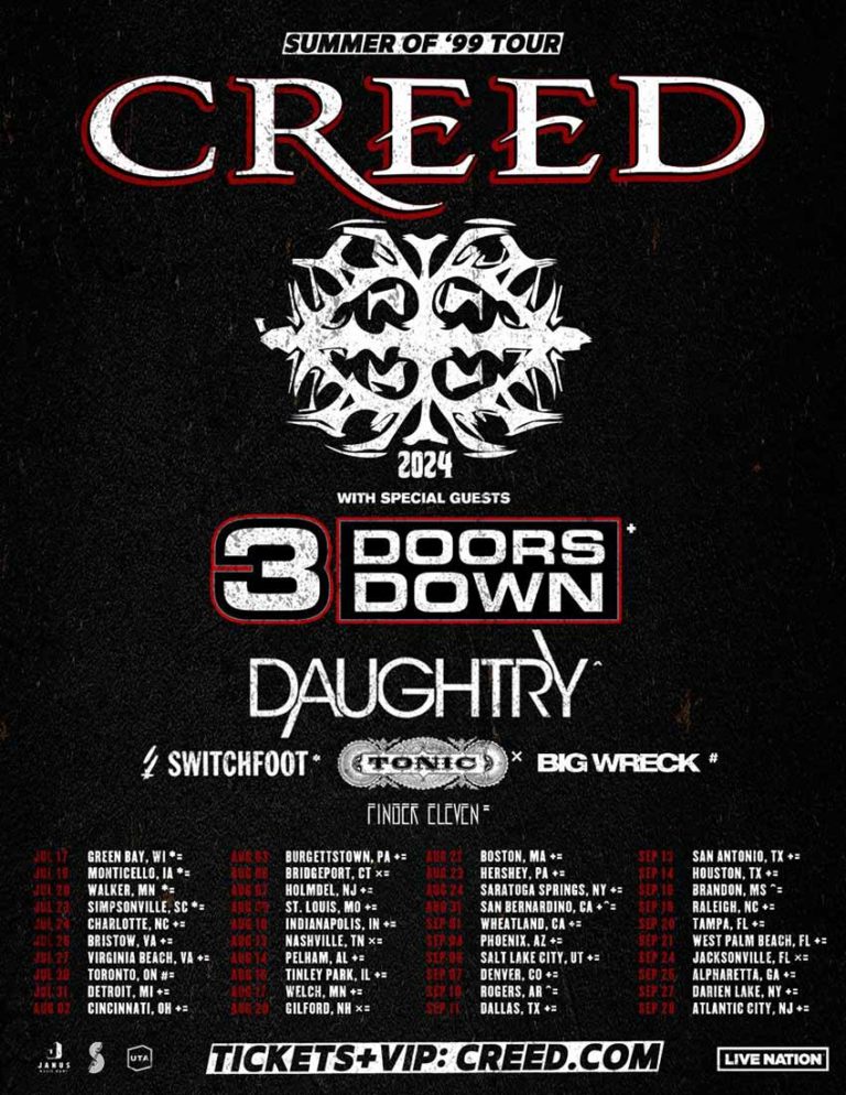 Creed reveal 2024 ‘Summer of ‘99 Tour’ w/ 3 Doors Down NextMosh