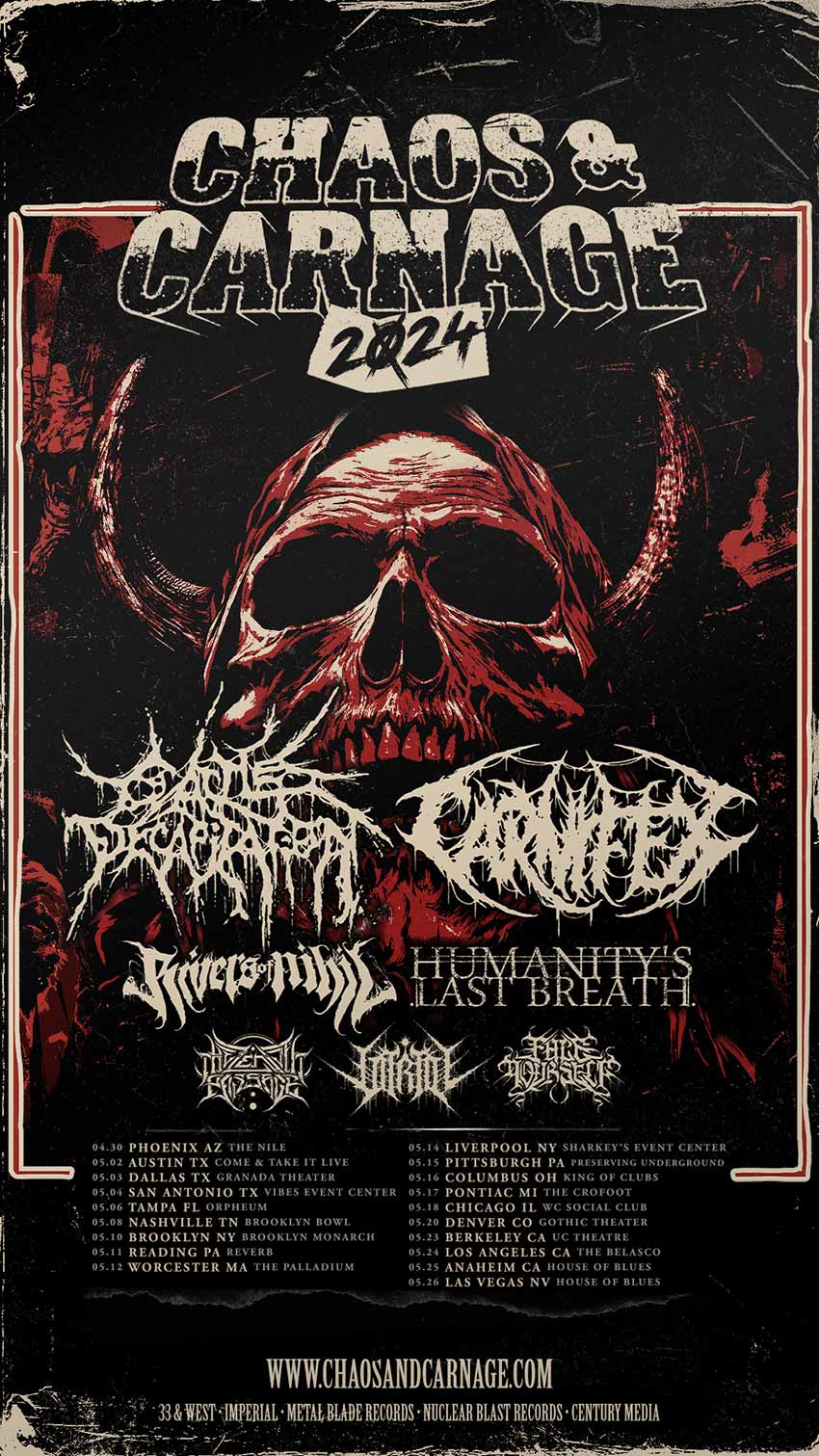 Cattle Decapitation Carnifex tour dates Chaos and Carnage