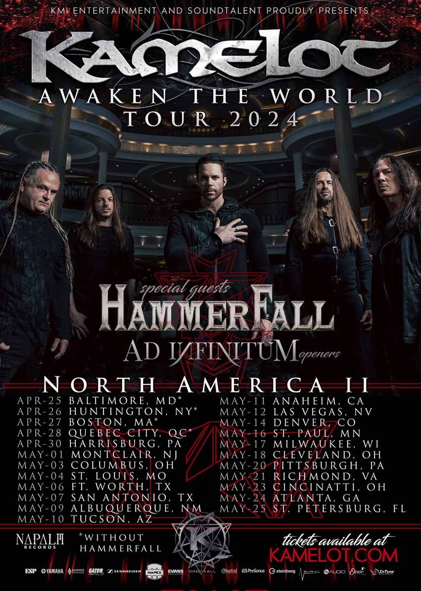 Kamelot HammerFall tour dates 2024
