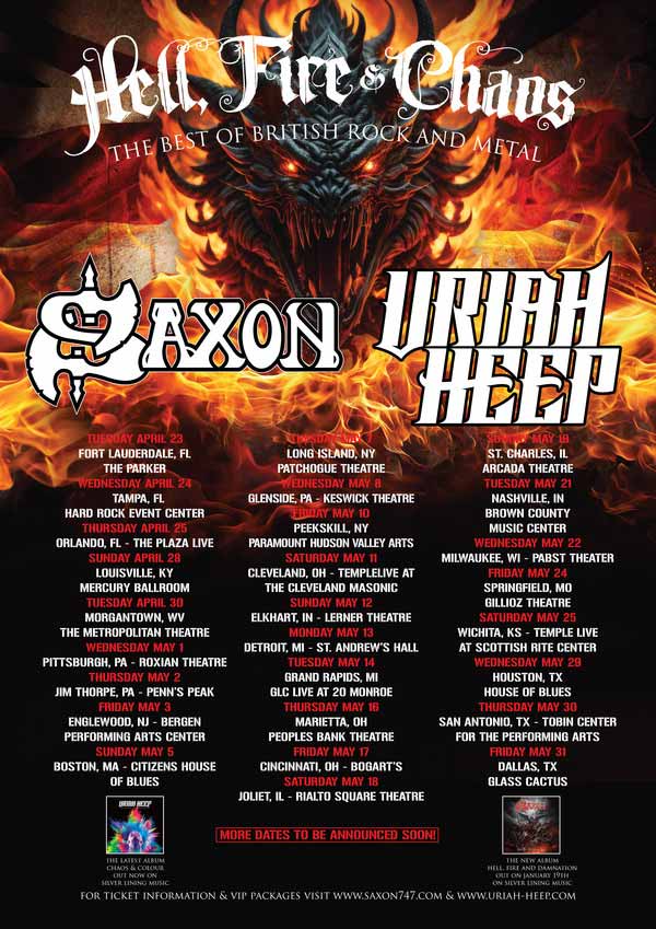 Saxon and Uriah Heep tour dates for 2024 USA