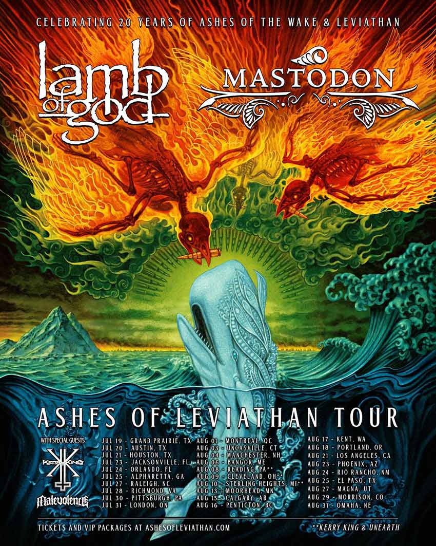 Lamb of God Mastodon 2024 co-headline tour