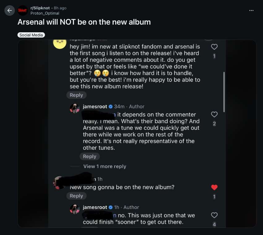Slipknot "Arsenal" will not appear on the new album